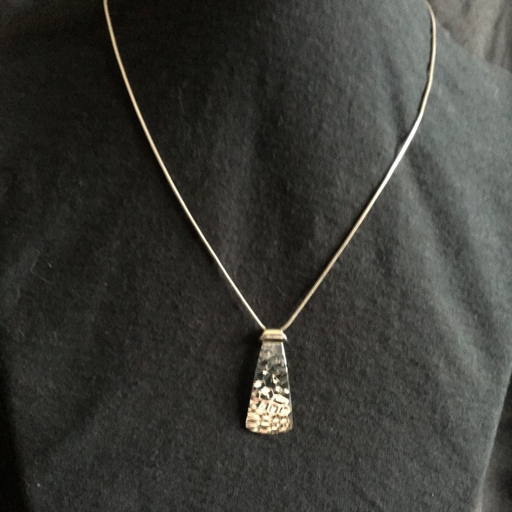 Silpada Tab Tie Hammered Pendant Necklace
